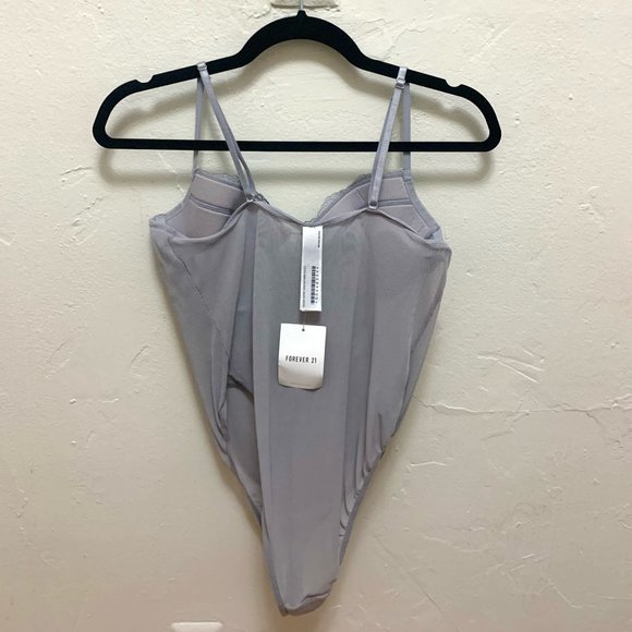 Silver lace lingerie body suit NWT - Picture 2 of 3